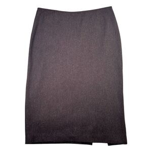 Tahari Pencil Skirt Wool Blend Back Slit Brown Womens Sz 12 Career Work Academia
